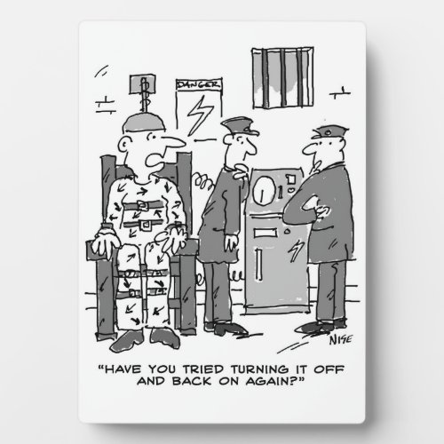 Faulty Electric Chair Cartoon _ Funny Plaque