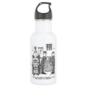 Faulty Electric Chair Cartoon - Funny Stainless Steel Water Bottle