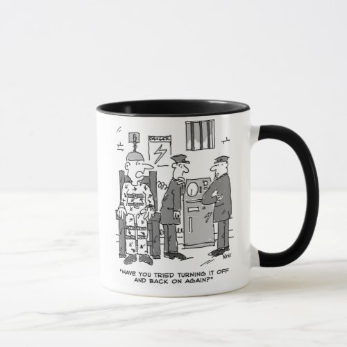 Faulty Electric Chair Cartoon _ Funny Two_Tone Cof Mug