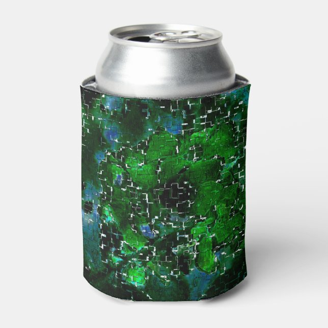 Faulty mosaic of aquatic plant pond night photo  can cooler (Can Front)