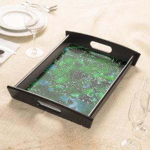 Faulty mosaic of water plant lagoon night photo serving tray