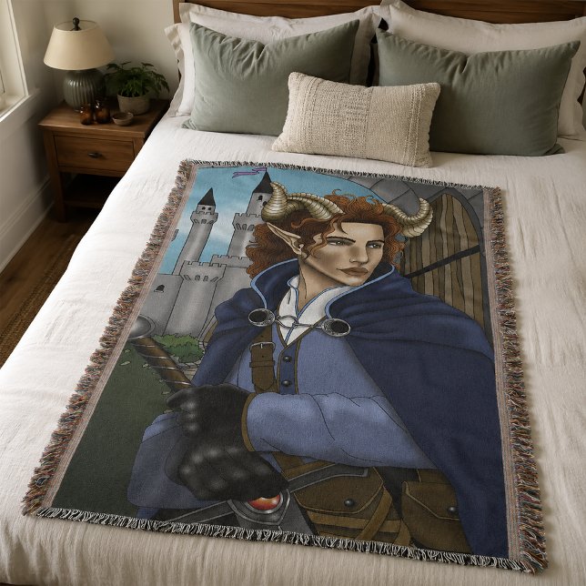 Faun Horned Fae Fantasy  Throw Blanket (Creator Uploaded)