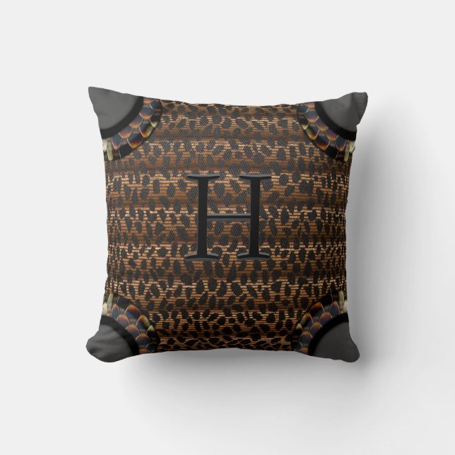 Fauna  Monogram Throw Pillow (Front)