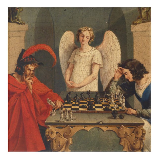 Faust And Mephistopheles Playing Chess Acrylic Print (Front)