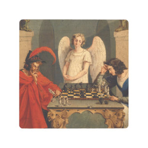 Faust And Mephistopheles Playing Chess Metal Print