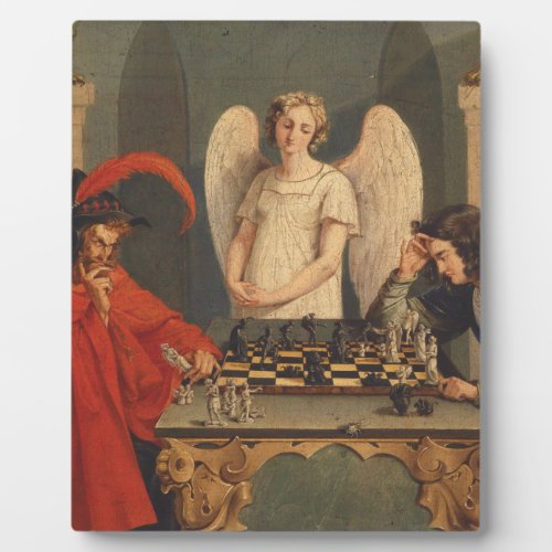 Faust And Mephistopheles Playing Chess Plaque
