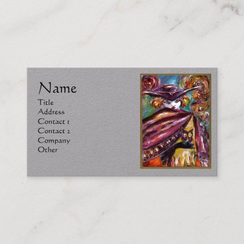 FAUST  Mysterious Mask With Owl Purple Grey Paper Business Card