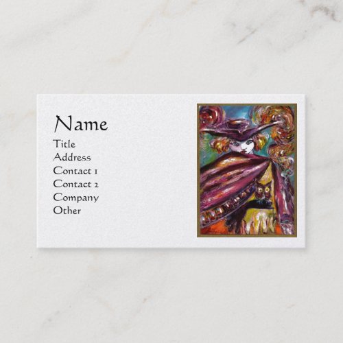 FAUST Mysterious Mask With Owl Purple Pearl Business Card