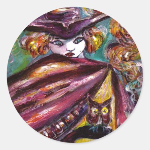 FAUST  Mysterious Mask with Tricorn and Owl Classic Round Sticker