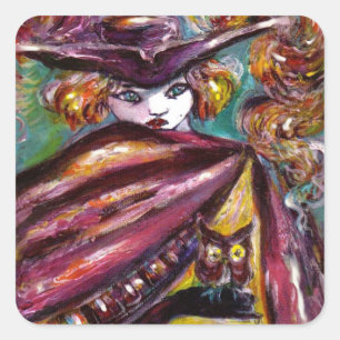 FAUST / Mysterious Mask with Tricorn and Owl Square Sticker