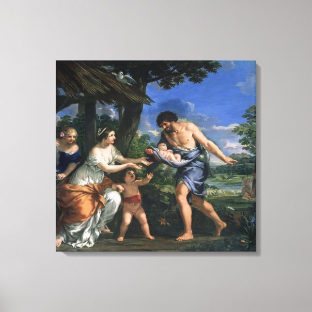 Faustulus entrusting Romulus and Remus Canvas Print (Front)