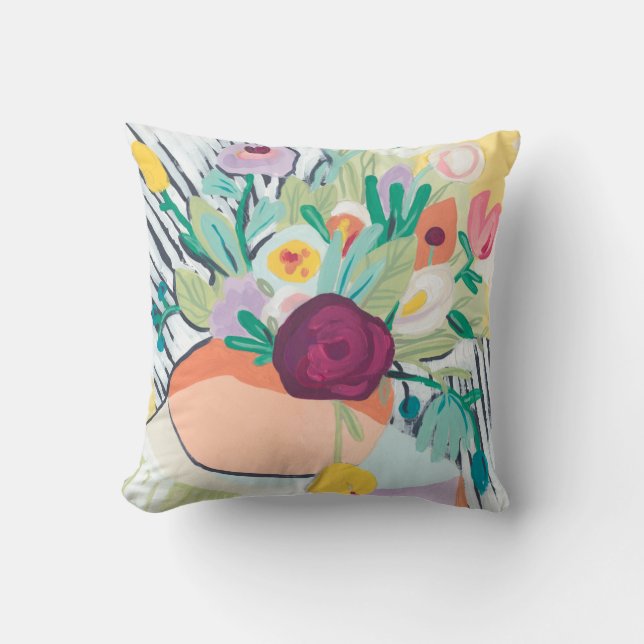Fauvist Floral II Throw Pillow (Front)