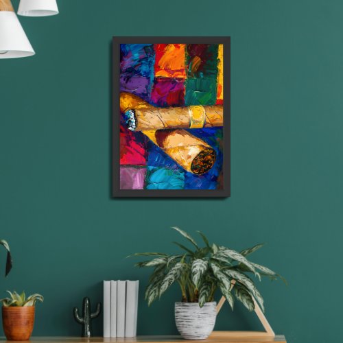 Fauvist Impression of Cigar Chromatic Abstraction Framed Art