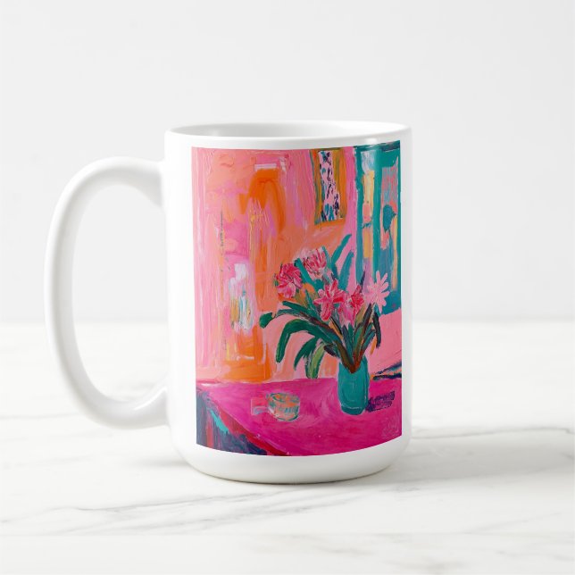 Fauvist Vase of Pink Flowers & Fauvism definition Coffee Mug (Left)