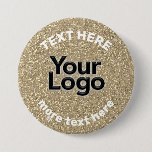 Faux 14K Gold Glitter Business Logo Promotional Button