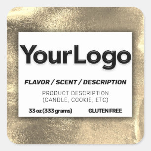 Faux 24K Gold Leaf Metal Professional Product Square Sticker