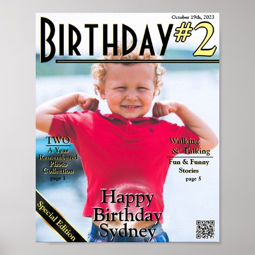Faux 2nd Birthday Magazine Cover Poster