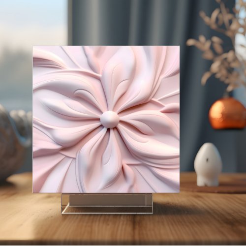 Faux 3D Pink Floral Swirl Decorative Ceramic Tile
