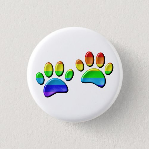 Faux 3D Rainbow Dog Paw Prints Button