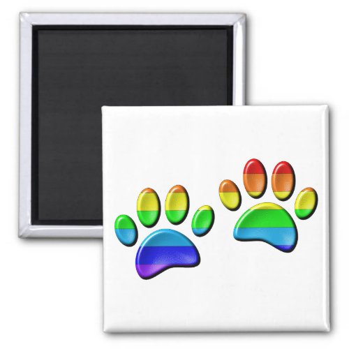 Faux 3D Rainbow Dog Paw Prints Magnet