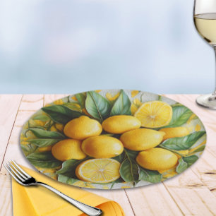 Faux 3D Sicilian Lemons Paper Plates