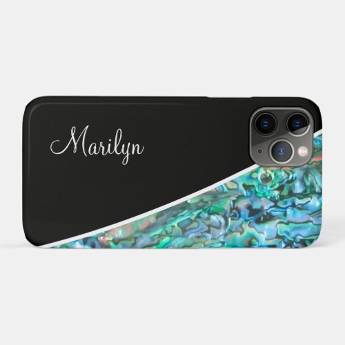 Faux Abalone Paua Shell Monogram Style iPhone 11 Pro Case