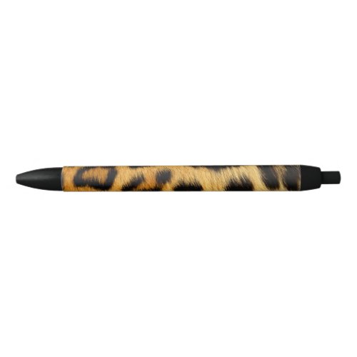 Faux African Leopard Fur on Black Writing Pen