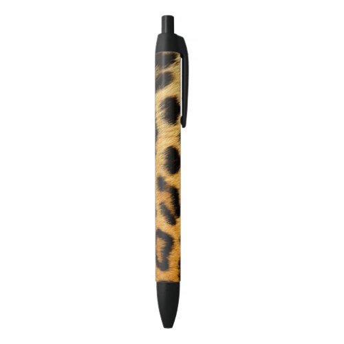 Faux African Leopard Fur on Black Writing Pen