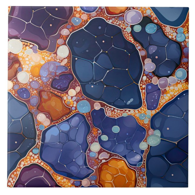 Faux agate tiled pattern ceramic tile (Front)