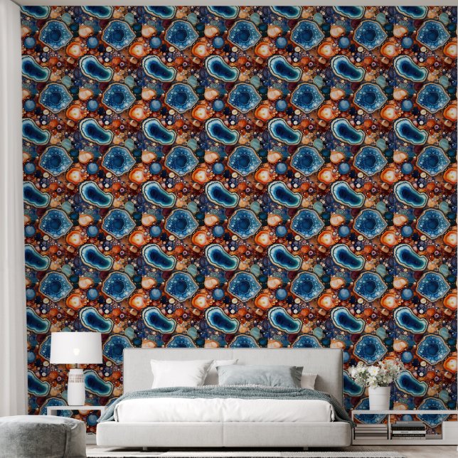 Faux agate tiled pattern  wallpaper  (Bedroom)