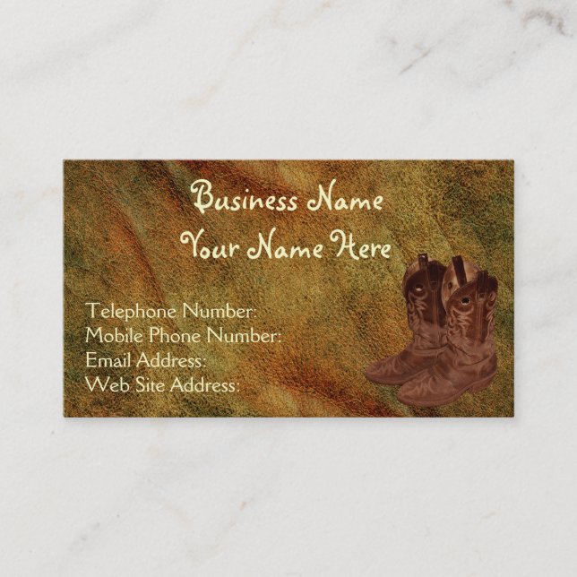 Faux Aged Leather Wrangler style X Business Card (Front)