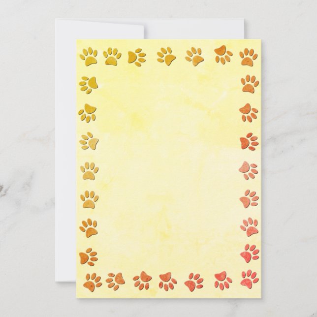 Faux Aged Paper Texture Paw Prints Base For Invitation (Front)