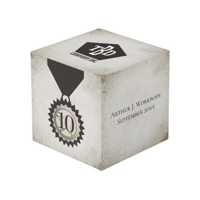 Faux aged stone employee anniversary gifts cube (Front Angled)