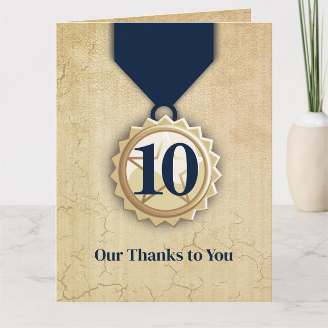 Faux aged stone employee milestone anniversary card (Front)