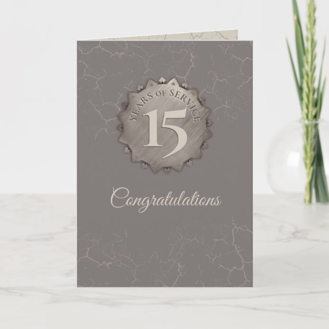 Faux aged stone gold employee anniversary card (Front)