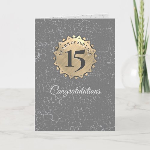 Faux aged stone gold employee anniversary card