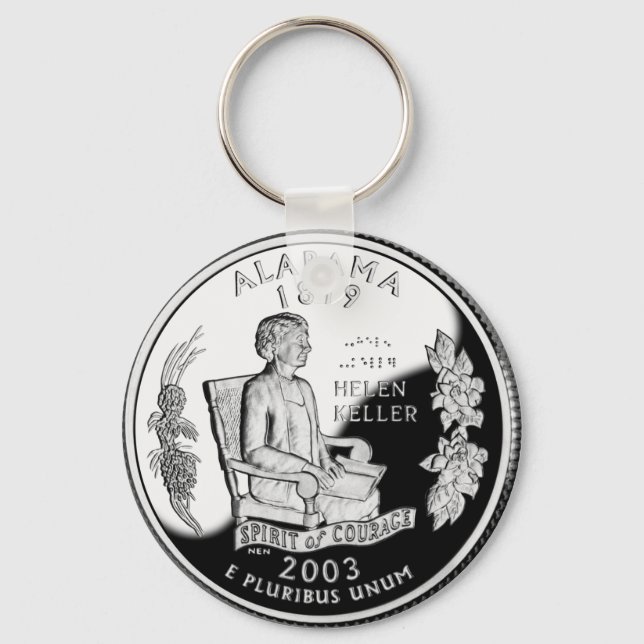 Faux Alabama State Quarter Spirit of Courage Keychain (Front)