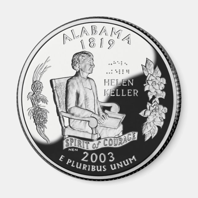 Faux Alabama State Quarter Spirit of Courage Magnet (Front)
