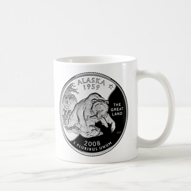 Faux Alaska State Quarter The Great Land Grizzly Coffee Mug (Right)