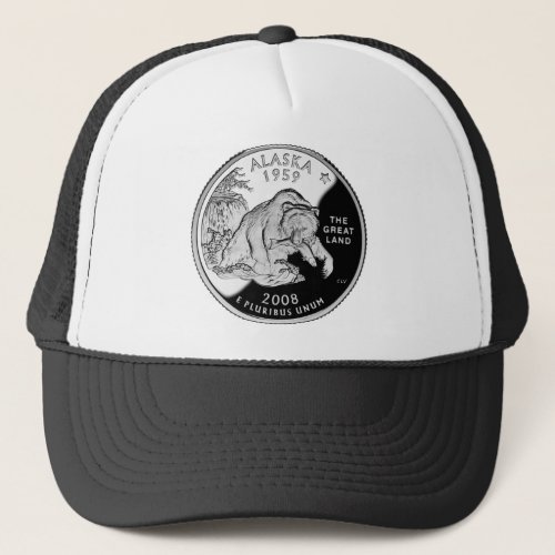 Faux Alaska State Quarter The Great Land Grizzly Trucker Hat