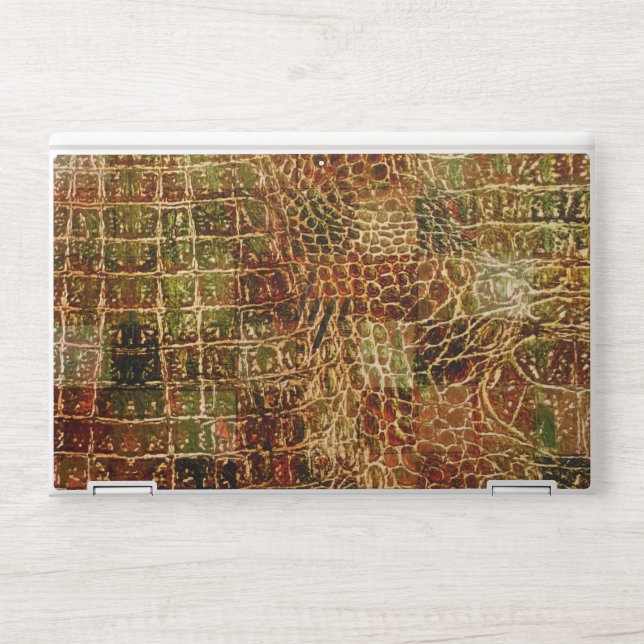 Faux Alligator Animal Skin Leather Red Brown (Front)