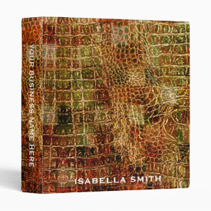 Faux Alligator Animal Skin Leather Red Brown 3 Ring Binder