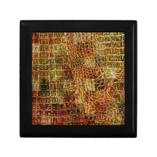 Faux Alligator Animal Skin Leather Red Brown Gift Box