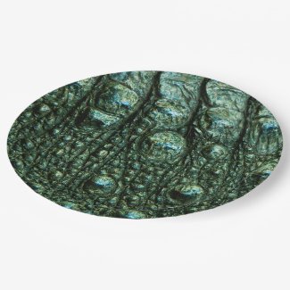 Faux Alligator Leather Print Paper Plate