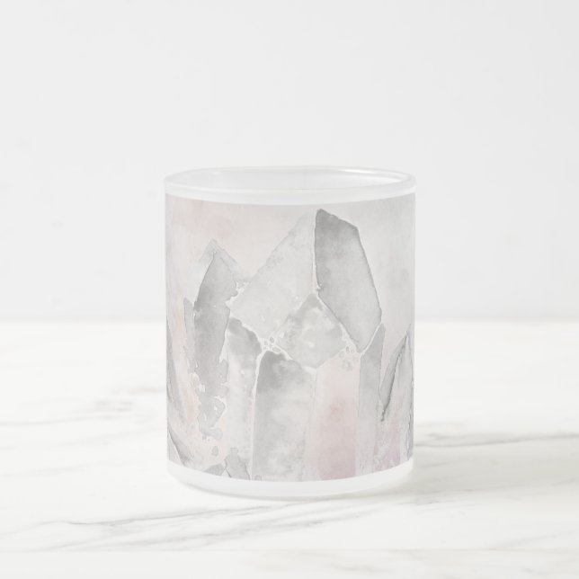 *~* Faux Amethyst Crystal Healing Crown Chakra Frosted Glass Coffee Mug (Center)