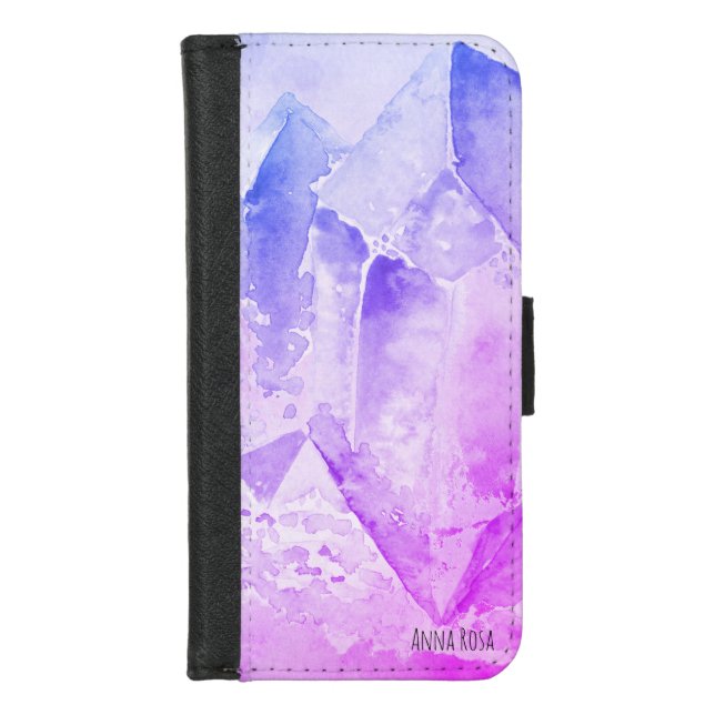 *~* Faux Amethyst Crystal Healing Metaphysical iPhone Wallet Case (Front)