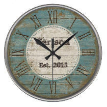 Faux antique Chic rustic blue wood custom design Large Clock Faux antique Chic rustic blue wood custom design Large Clock
