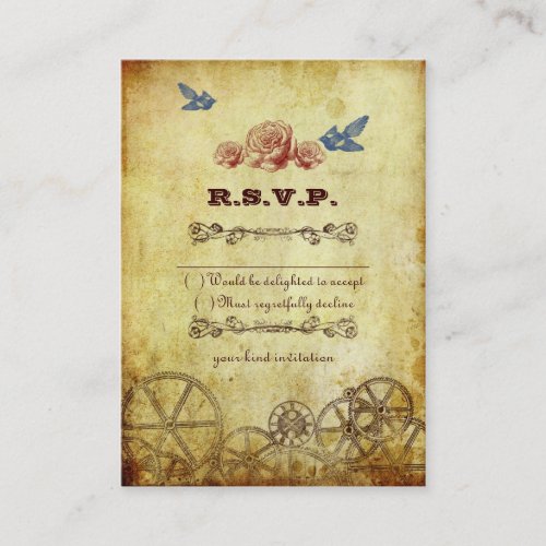 Victorian Steampunk Wedding RSVP Card Business Card Templates