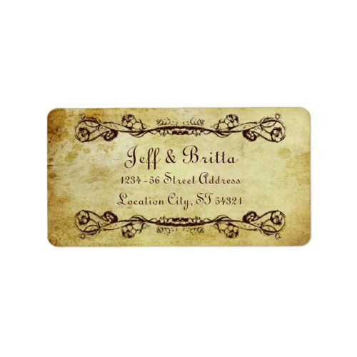 Faux Antique Gold Victorian Steampunk Wedding Label