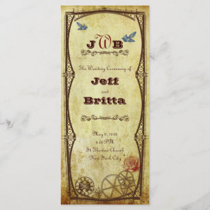 Faux Antique Gold Victorian Steampunk Wedding Program